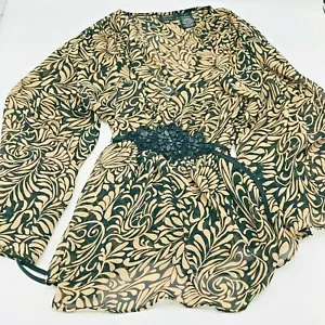 Nicole by Nicole Miller Top fließender Glitzer Taillengürtel geometrisch schwarz beige stone - Bild 1 von 10