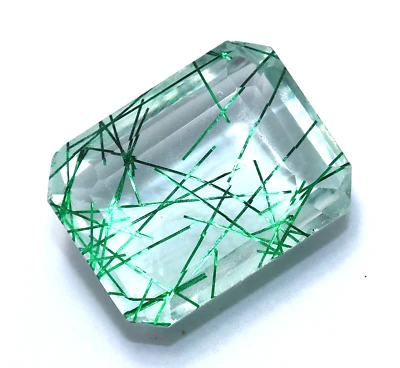 42 Karat Strahlende Quarz Natürliches Grün Smaragd Schliff Zertifiziert Dublette - Bild 1 von 4