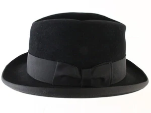 Cavanagh Hats New York Mens Black Felt Homburg W/ Ribbon MULTIPLE SIZES - Picture 1 of 7