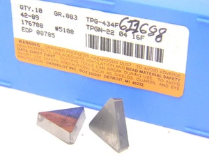 10 NEW SURPLUS CARBOLOY TPG 434-F 883 CARBIDE INSERTS (TPGN 220416) EDP# 08785 - Picture 1 of 1