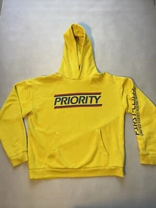 Priority Mail Label USPS Forever 21 Yellow Shirt Hoodie Pullover Sweatshirt L - Picture 1 of 7