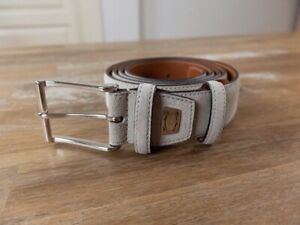 New $350 SANTONI Dark Brown Smooth Calf Leather Belt Adjustable Strap 44/"