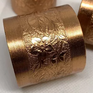 Kupfer Serviettenringe Vintage Coppercraft Gilde Halter verziertes Muster Set 4 verpackt - Bild 1 von 9