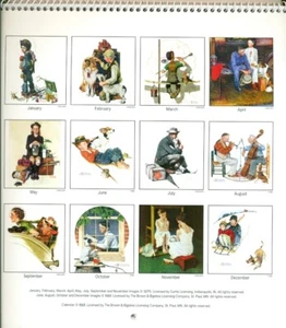 CALENDARIO COLECCIONABLE-2022-NORMAN ROCKWELL-HACIENDO AMIGOS+CHICA EN EL ESPEJO+CAMPAMENTO - Imagen 1 de 2