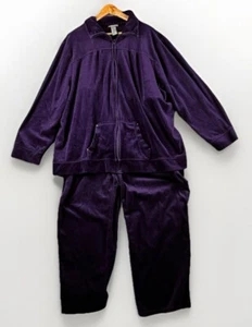 Catherines Damen 2-teiliges Trainingsanzug-Set Größe 3X lila Valour Samt Y2K - Bild 1 von 11