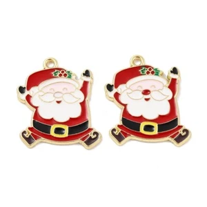 10 Fun Jumping Christmas Santa, Father Christmas Gold Tone Pendants - Picture 1 of 2