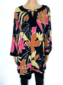 JOSEPH RIBKOFF Size US 22 2XL UK 24 Black Pink Brown White Dress Top Blouse - Picture 1 of 8