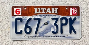 Utah Life Elevated Snow Skier American License Licence Number Plate C67 3PK - Picture 1 of 5