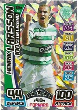 MATCH ATTAX SPFL 2017/18 HENRIK LARSSON 100 HUNDRED CLUB LEGEND NO 326
