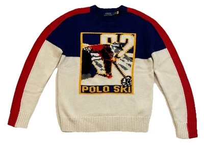 $398 Hombres Polo Ralph Lauren Esquí 92 Cuello Redondo Lana Bloques de Color Tejido Grueso Suéter S Foto 1 de 4
