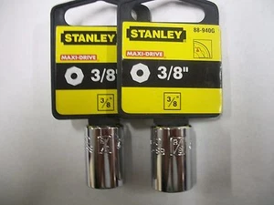 NEW STANLEY 3/8 in Drive  3/8 INCH  MAX DRIVE  8 POINT SOCKETS  TWO SOCKETS - Bild 1 von 4