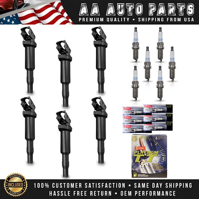 6 个点火线圈和 6 个 Denso 白金火花塞适用于宝马 X5 X3 2004-2006 3.0L UF592 — 第 1/4 张图片