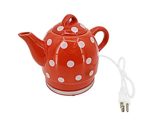 Teapot Ceramic Electric Kettle Red Polka Dot Electric Cerami Kitchen Kettle - Picture 1 of 5