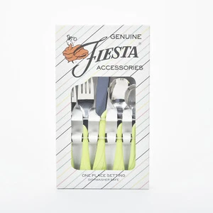 Fiesta Flatware Go Alongs Stainless Steel Chartruse Swirl Flatware 5 Piece Set - Picture 1 of 1
