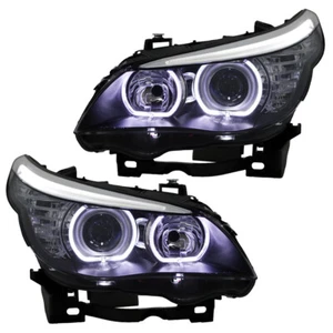 Scheinwerfer LED Angel Eyes für BMW 5er E60 E61 Bj. 03-07 Schwarz - Bild 1 von 5