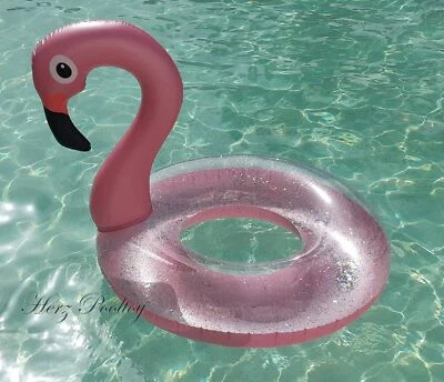 XL aufblasbarer Schwimmreifen / Schwimmring "Glitzer Flamingo" Pool toy ~110cm - Bild 1 von 4