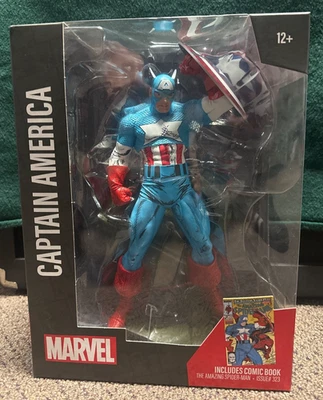 Marvel волна 1 Капитан Америка удивительный Человек-паук позировала фигурка совершенно новый запечатанный! - Изображение 1 из 4