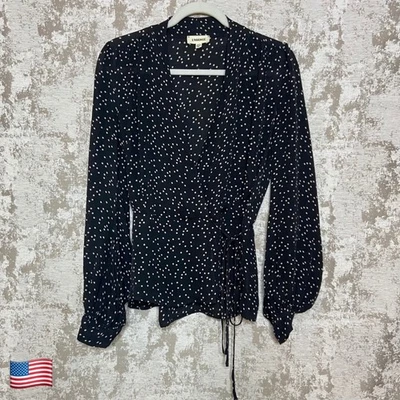 Camicetta a pois L'Agence Cara 100% seta avvolgente davanti - Immagine 1 di 4