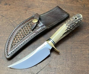 VINTAGE H. E. DRAPER HANDMADE ALASKAN SKINNER HUNTING KNIFE LEATHER SHEATH - Picture 1 of 11