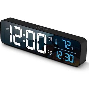 Aoibox Sveglia Digitale Moderna LED Grande Display Cablata Nero e Blu - Foto 1 di 5