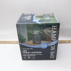Hampton Bay 15 Lumens LED Medium Metal Outdoor Solar Table Lantern C6000-28-I - Picture 1 of 4