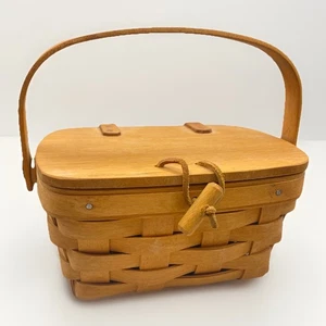 Vintage Longaberger 1992 Kiddie Purse - Signed handwoven basket with lid+liner - Picture 1 of 6