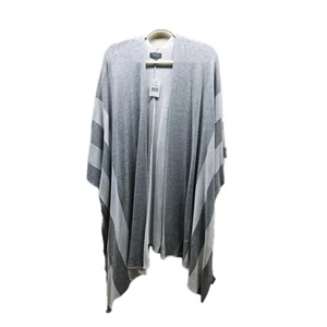 Poncho scialle The Limited donna grigio a righe aperto davanti taglia 2XL 3XL - Foto 1 di 6