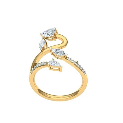 925 Silver Pear & Marquise Lab Grown Diamond Open Wrap Ring for Women. - Image 1 of 4