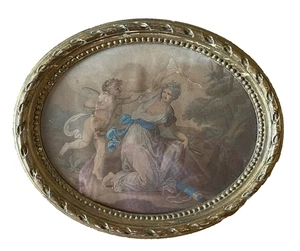 Gravure Ancienne encadrée Chérubin taquinant Diane Chasseresse Artémis - Picture 1 of 4