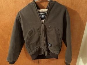 Walls Blizzard Pruf Brown Canvas Hooded Fleece Lined Jacket Coat Youth Large - Picture 1 of 6