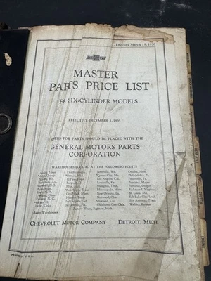 Chevrolet Master Parts Lista de precios Catálogo OEM 6 cilindros Foto 1 de 4