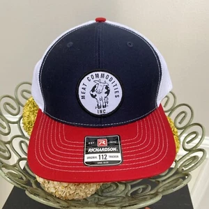 Meat Commodities Inc Red White Blue Richardson Snapback Mesh Trucker Hat - New - Picture 1 of 5