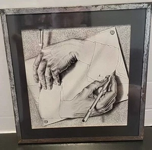 M.C. Escher  “Drawing Hands” -  9x9.5” - Vintage Art Print - - Picture 1 of 3