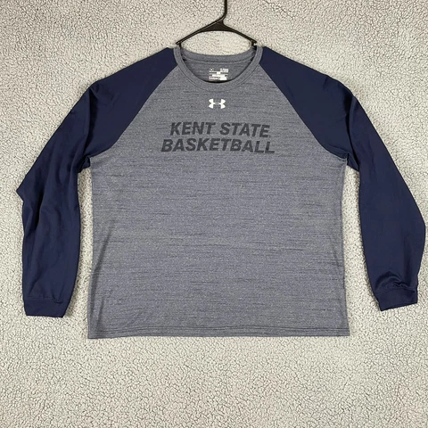 Kent State Golden Flashes Shirt Mens XL Blue Long Sleeve Under Armour Basketball Cover