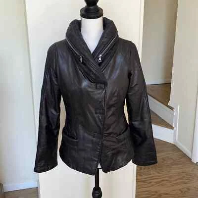 Chaqueta negra de cuero de becerro suave Sylvie Schimmel Paris talla 36 hecha en Francia  Foto 1 de 4