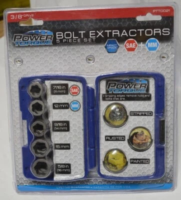 Power Torque Bolt Extractors, 5-Pieces, PTT0021, with hard case - Image 1 of 4