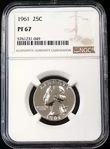 1961 Proof Washington Quarter certified PF 67 by NGC! - Picture 1 of 4