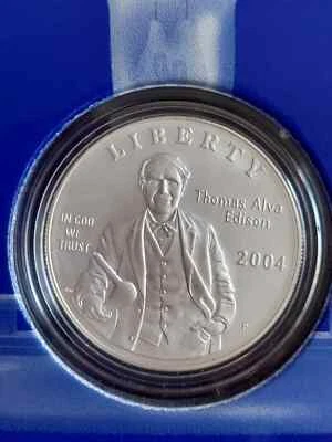 2004 Thomas Alva Edison Collectors Set Silver Dollar In Original Box T149 - Image 1 of 4