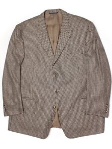 Coppley Mens Sport Coat 48R Brown Beige Houndstooth Check Zegna Wool Jacket 