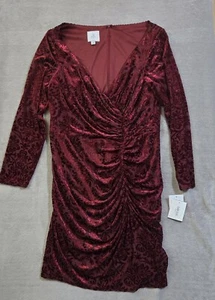David Bridal Velvet Dress 16 Burgundy Burn Out Special Occasion Holiday Bodycon - Picture 1 of 14