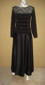 JS Collections black mesh/satin rhinestone bodice drop waist evening gown 10 - Picture 1 of 17