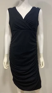 Cache gerafftes Etuikleid ärmellos Midi formell Event Party Cocktail Damen LG - Bild 1 von 4