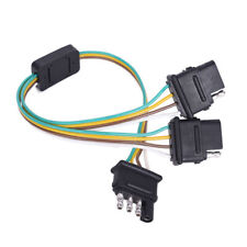 Flat 4Pin Trailer Wiring Harness Connector Tailgate Light Y Splitter Adapter 12v
