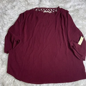 Liberty Love Women’s Burgundy 3/4 Sleeve Top Size XL NWT - Picture 1 of 8