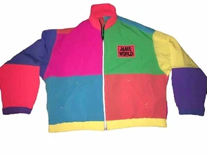Vintage Jams World Windbreaker Jacket 80s Colorblock Neon Hawaii XL USA Iconic - Picture 1 of 6