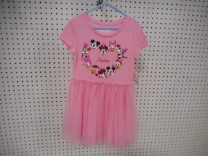 XS Disney Girls' Minnie Mouse Besties Love Tulle Dress Pink Mickey Princess NEW - Picture 1 of 5