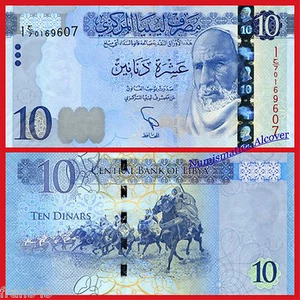 LIBIA LIBYA 10 Dinars dinares 2015 2016 Pick 82 SC / UNC - Imagen 1 de 1