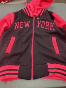 Young Girl’s Zip Up Hoodie Sweatshirt Black and Iridescent Pink. by Knight Co. - Picture 1 of 1