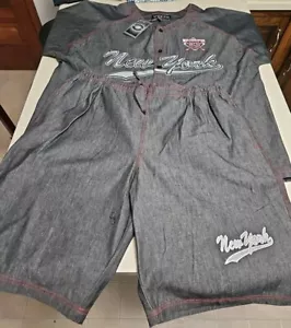NWT Veezo Denim New York Shirt & Shorts 2XL 2 Piece Set Vintage 03 Champions - Picture 1 of 10