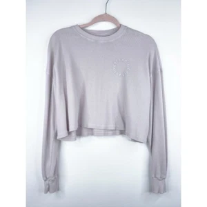 Set Active Waffle Thermal Long Sleeve Shirt Cropped Light Purple Pink Small - Picture 1 of 10